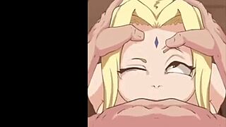 tsunade swallowing cum in facial scene