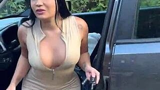 Gorgeous asian stopped in blitz fucks without condom with carioca police in woods