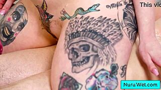 Busty Tattooed Teen Delivers Intense Wet Nuru Massage Naked