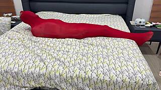 bondage pantyhose encasement locks person in tight cocoon