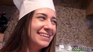 amateur teen 18+ spits cum after hardcore party blowjob