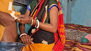 Hot bhabhi in saree gets fucked in the room with close-ups and dirty talk