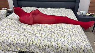 bondage pantyhose encasement locks person in tight cocoon
