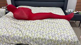 bondage pantyhose encasement locks person in tight cocoon