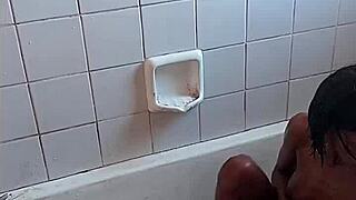 Grandpa and daddy enjoy amazing bathroom blowjob sex