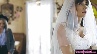 Tranny bride Korra Del Rio receives petite 18-year-old Lola Fae as a pre-wedding gift