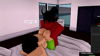 The demon fucks Roblox hoe intensely as girlfriend watches