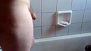 Grandpa and daddy enjoy amazing bathroom blowjob sex