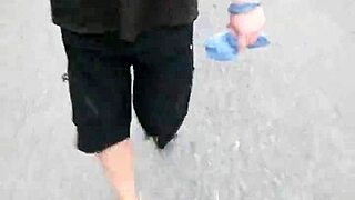 Morning Walk With Nylon Feet In Birkenstocks