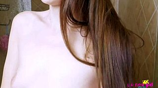 skinny teen brunette took a shower after casting interview with daddy