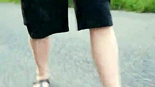 Morning Walk With Nylon Feet In Birkenstocks