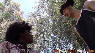 Ebony teen babe participates in a riding activity.