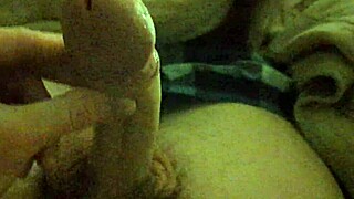 Amateur Neighbor Boy Jerks Off His Massive Cock Solo in Bed.