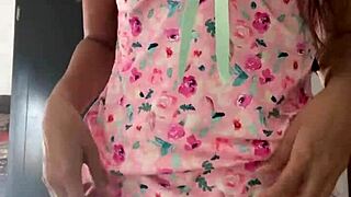 Innocent Girl in Pajamas on Spy Camera