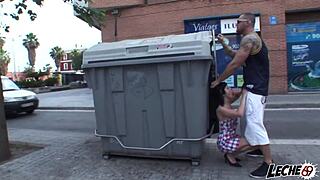 Horny street guy sucking Nacho Vidal's big cock on the street.