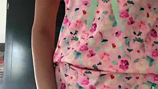 Innocent Girl in Pajamas on Spy Camera