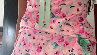 Innocent Girl in Pajamas on Spy Camera