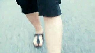 Morning Walk With Nylon Feet In Birkenstocks