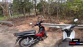 Watch this Asian teen fuck her huge-cocked European boyfriend after their day out!