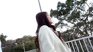 japanese matured milf has sex outdoors