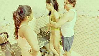 Uttaran20 - Nice Threesome Bff: Brunette Teens Ride Big Cocks In Group Fucking