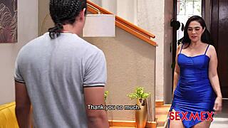 Cheating wife Sarah Black performs blowjob and quickie fucking in heels.