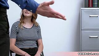 Cute Shea caught stealing in the mall and now she's satisfying the mall cop with rough sex.