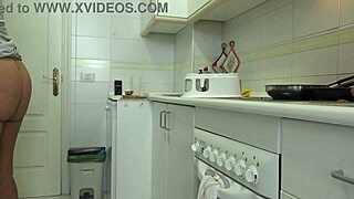 My amatuer wife get fuck by stepson in the kichen while husban at work