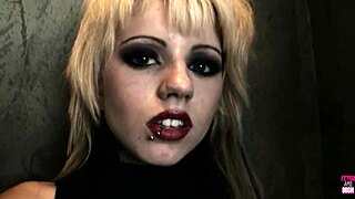 slender gothic blonde in heels deepthroats big black cock, riding reverse cowgirl