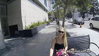 Pounding broke blonde teen 18+ from the street for a little 18+ extra money