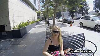 Pounding broke blonde teen 18+ from the street for a little 18+ extra money