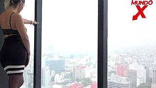 hot brunette gets fucked by busty blonde and man with big cock in threesome