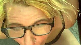 Real Hooker In Glasses Kneels Publicly For Cum Load After Sucking Old Man