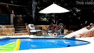 emma haize poolside huge cock pov deepthroat blowjob and facial.