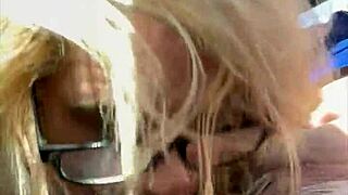 Real Hooker In Glasses Kneels Publicly For Cum Load After Sucking Old Man