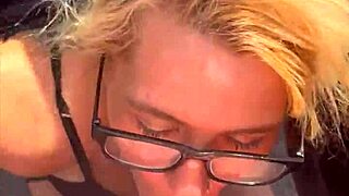 Real Hooker In Glasses Kneels Publicly For Cum Load After Sucking Old Man