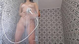 Enjoying a hot and sensual shower session