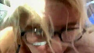 Real Hooker In Glasses Kneels Publicly For Cum Load After Sucking Old Man