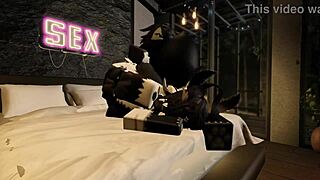 Cute moth character endures intense fucking from big-dicked furry in Roblox world