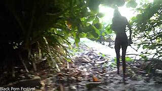 i'm the skinny african tribe girl cookin medecin for my granny naked in the forrest