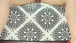 Red lingerie milf looks sexy in natural tits outfit.