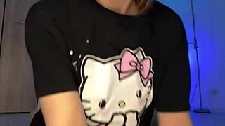 amateur blonde sucks dildo then gets anal balls fucking on webcam