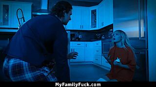 stepbrother blackmails stepsister for late night sneaking
