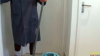 The Cleaning Lady Gives an Amazing Blowjob and Gets Fucked While Working