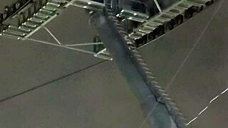 Latina trans teen in miniskirt exhibits on cablebus