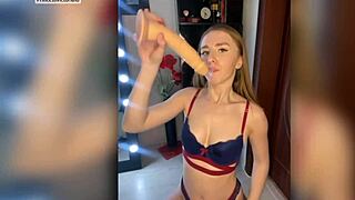 Redhead bitch enjoys a huge cock in her mouth