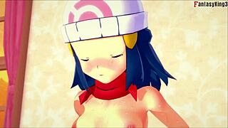 dawn fucks cowgirl on two pokemons?