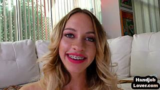 Bold braces teen 18+ tugs pov dick intensely while on phone with her boyfriend, sensual