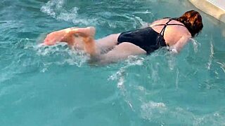 Beautiful Stepmom Exposes Tits Publicly At Pool