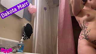 Chubby dakota marr showers hairy